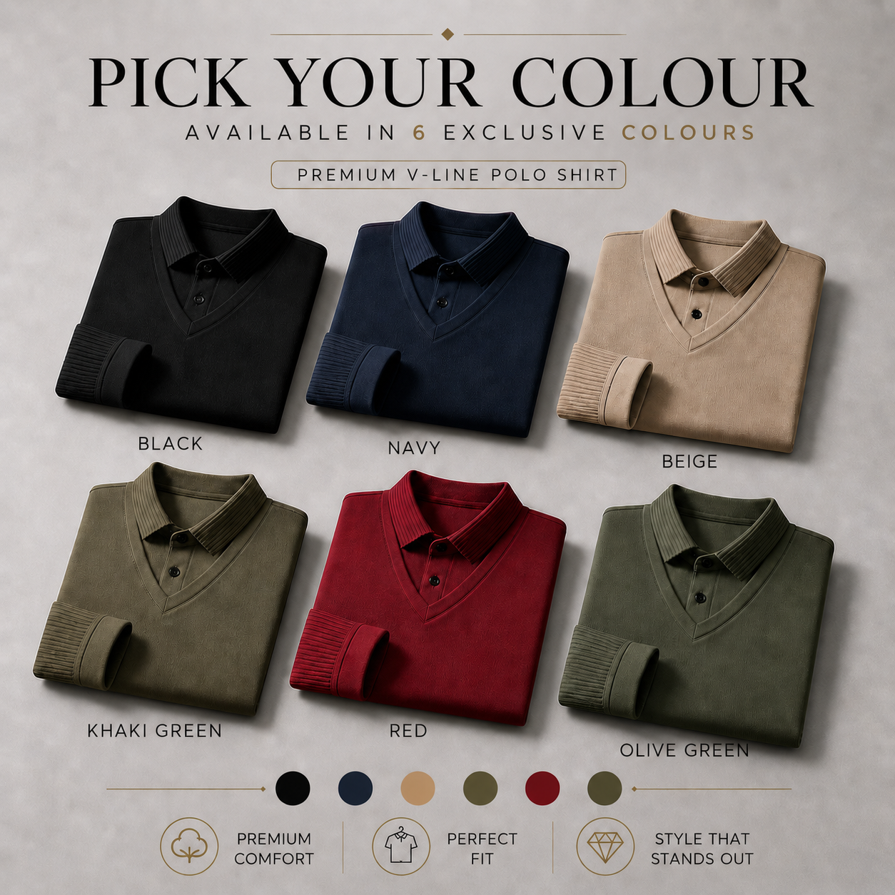 Men’s Premium Smart-Casual V-Neck Polo Shirt