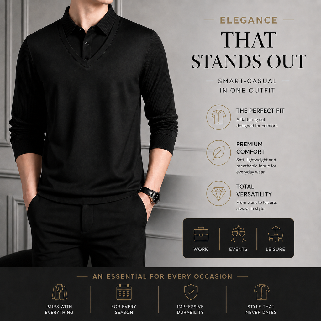 Men’s Premium Smart-Casual V-Neck Polo Shirt