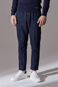 Irven Herringbone Slim Fit Smart Joggers - Navy