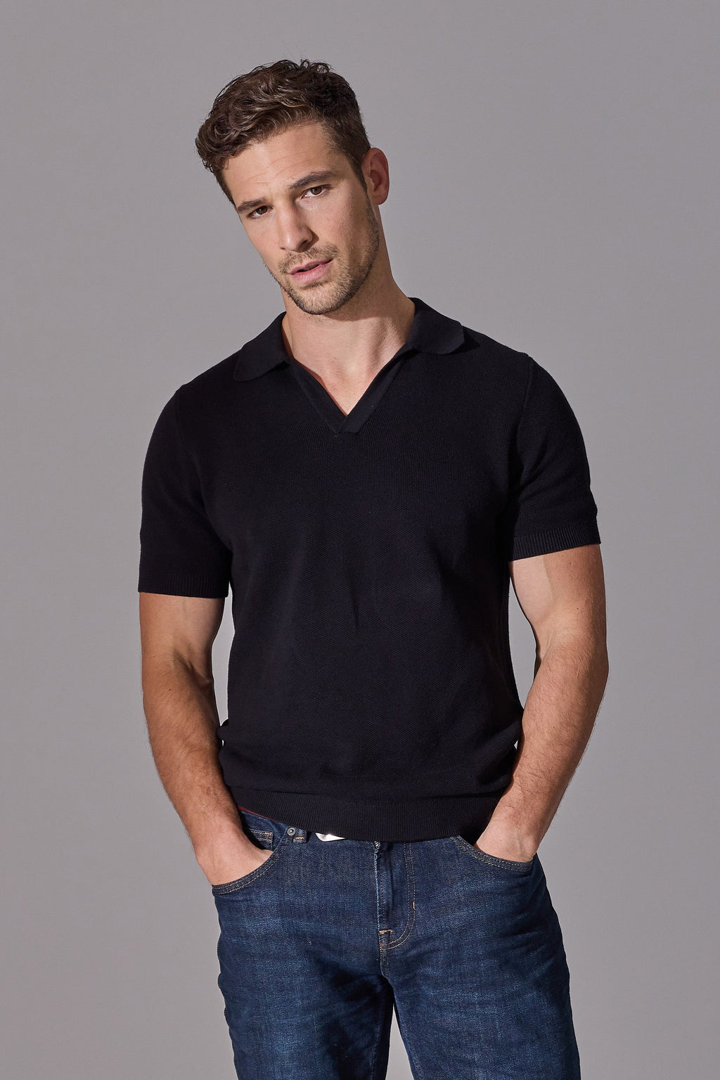 Alick Short Sleeve Polo Shirt - Black