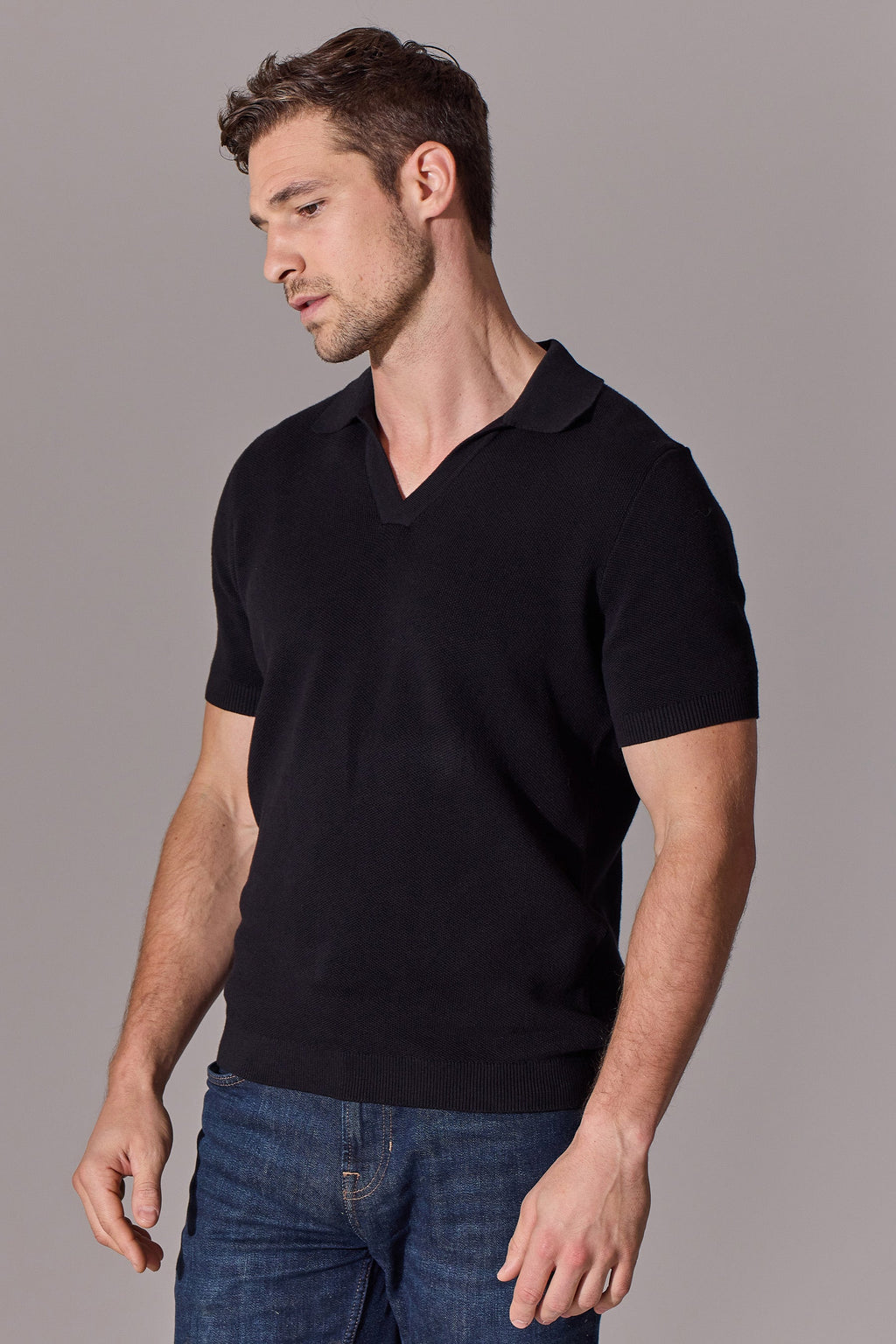 Alick Short Sleeve Polo Shirt - Black