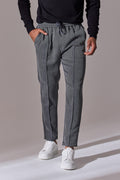 Irven Herringbone Slim Fit Smart Joggers - Grey