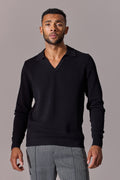 Alick Long Sleeve Polo Shirt - Black