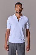 Euan Short Sleeve Quarter Zip Polo Shirt - White
