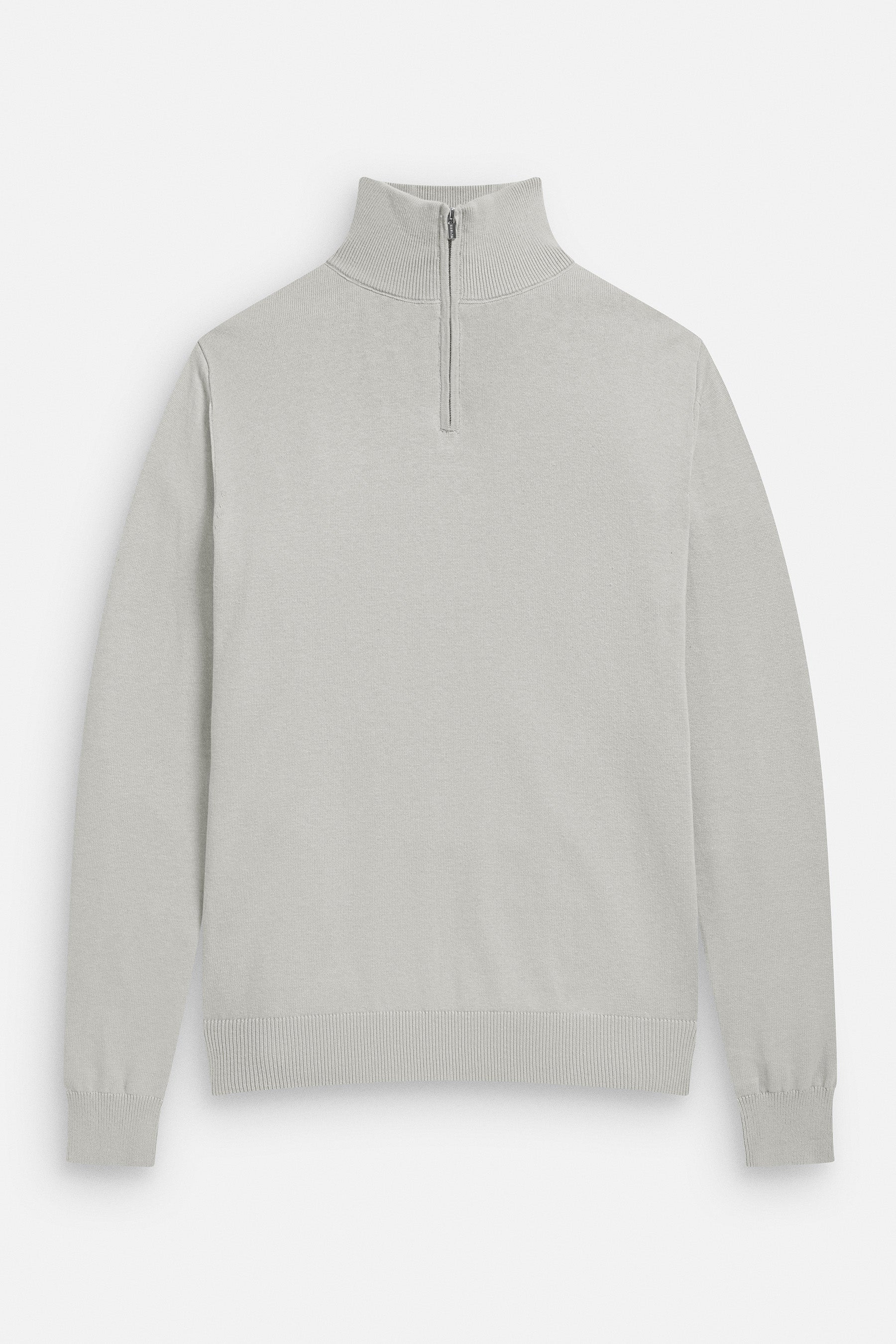 Ross Slim Fit Quarter Zip Jumper - Stone
