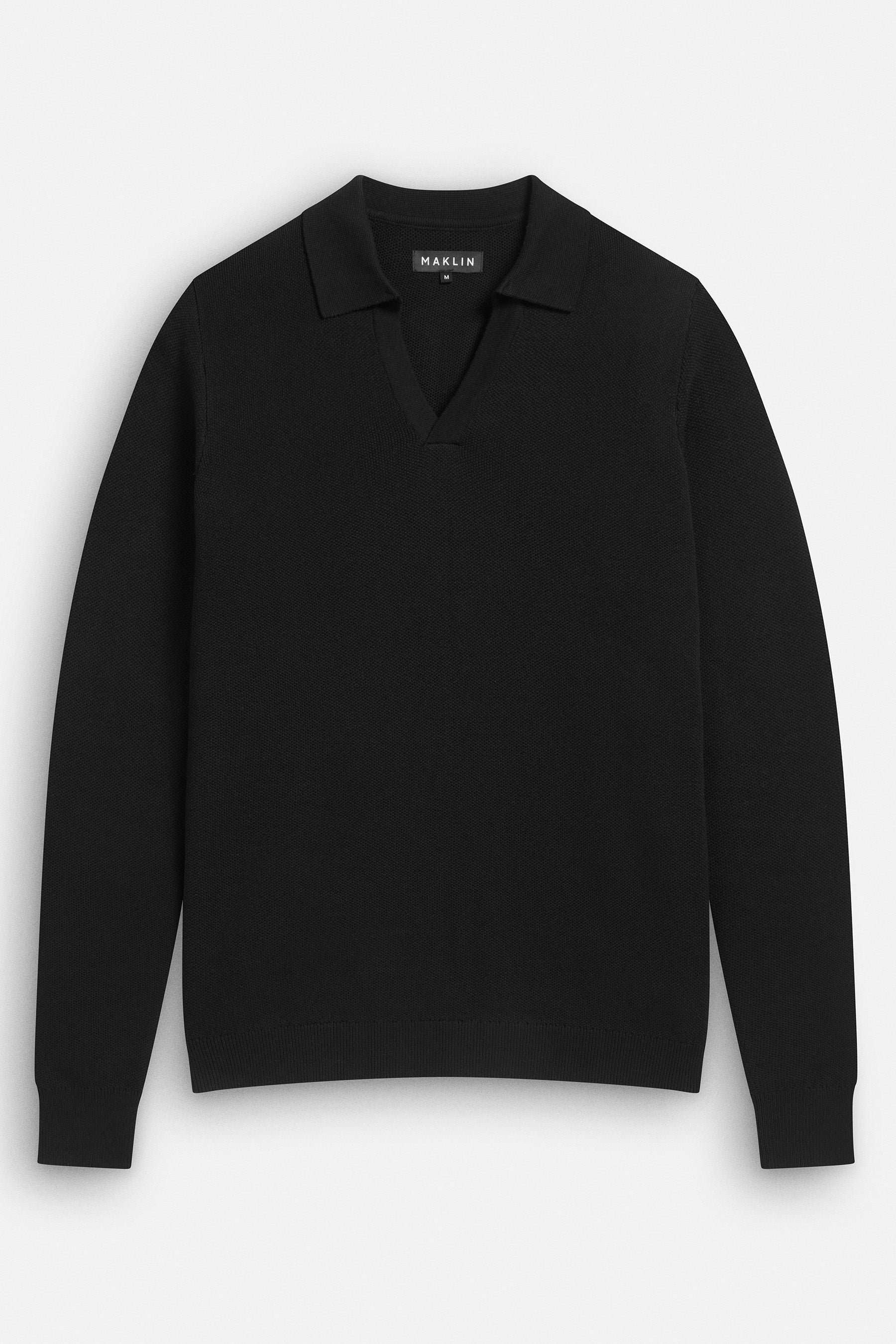 Alick Long Sleeve Polo Shirt - Black