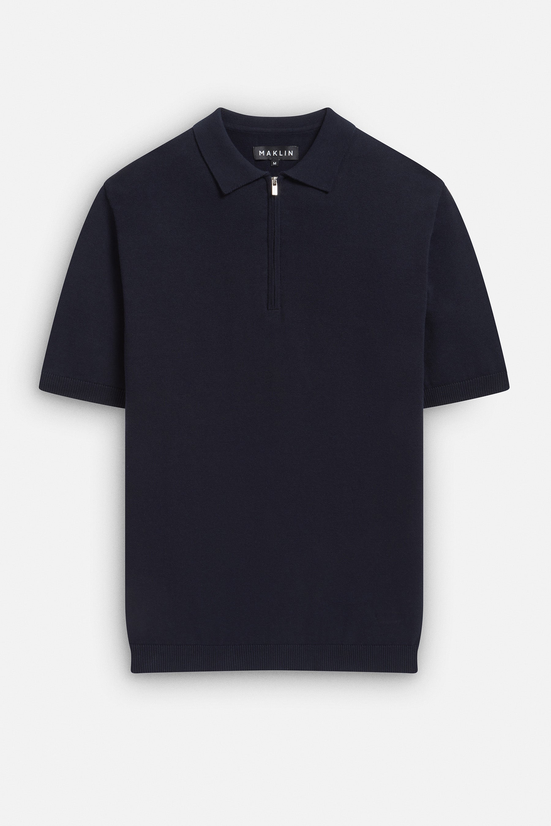 Euan Short Sleeve Quarter Zip Polo Shirt - Navy