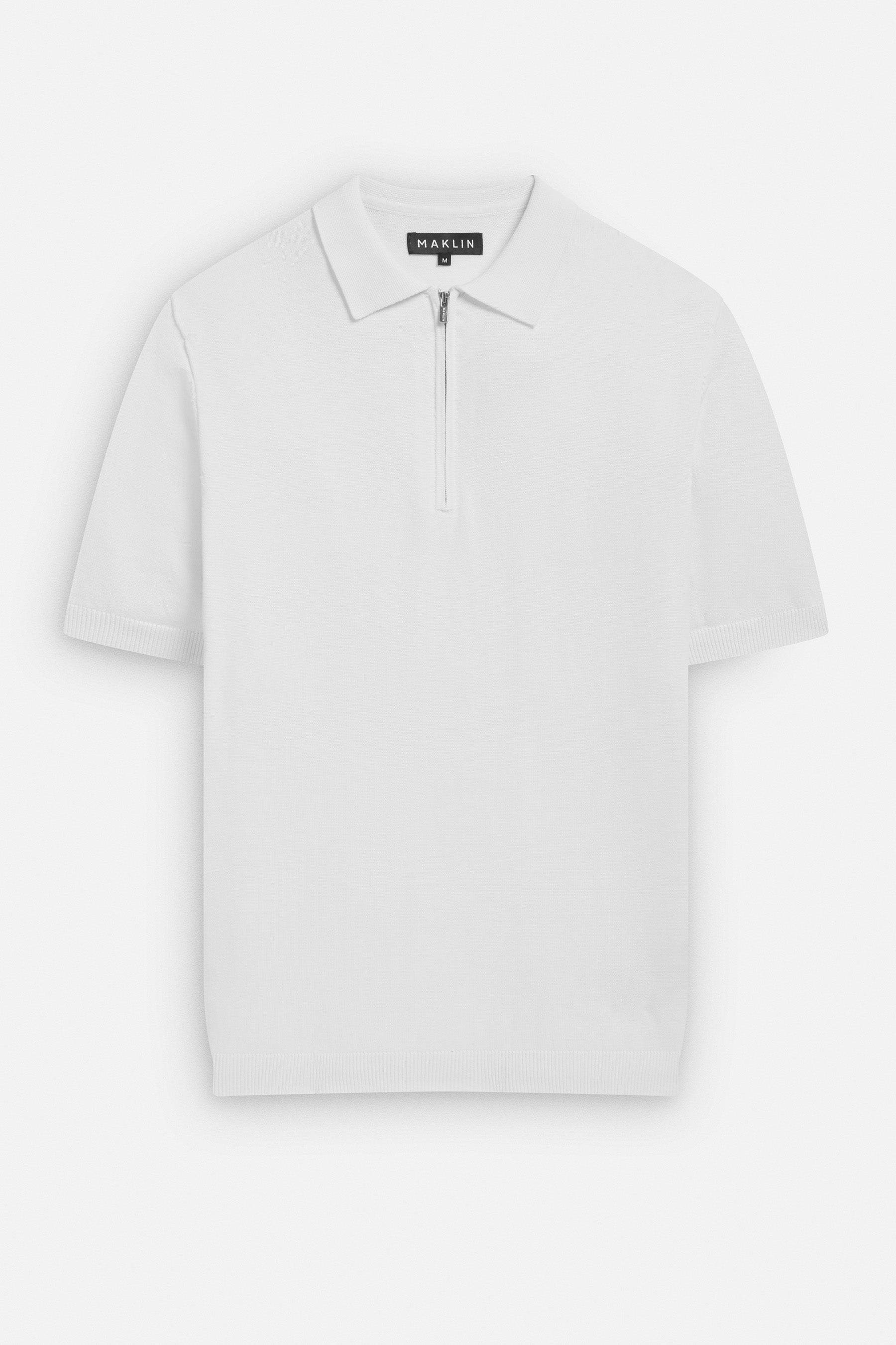 Euan Short Sleeve Quarter Zip Polo Shirt - White
