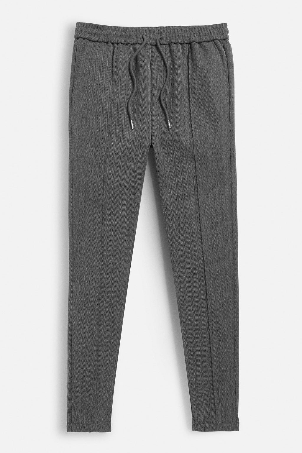 Irven Herringbone Slim Fit Smart Joggers - Grey
