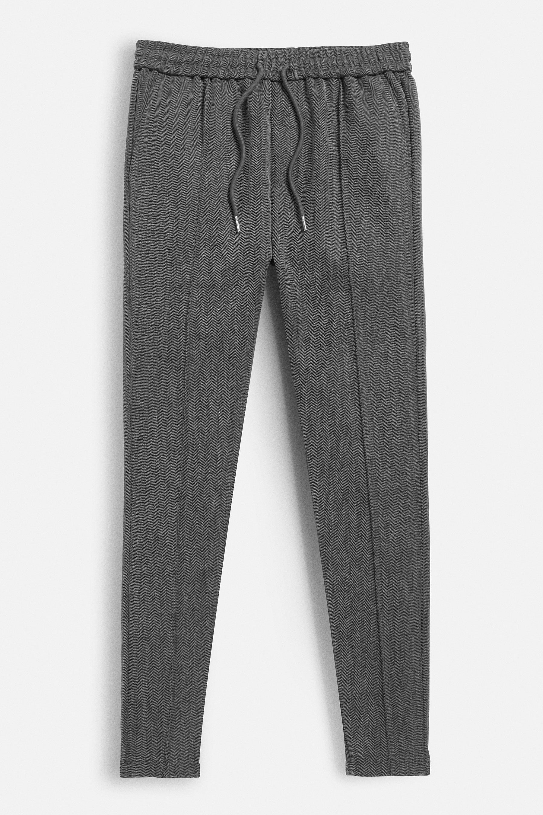 Irven Herringbone Slim Fit Smart Joggers - Grey